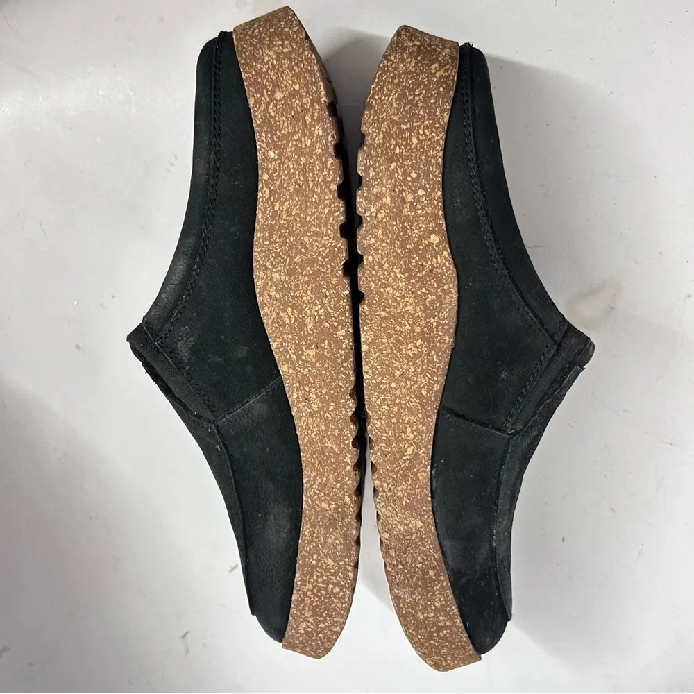 ComfortFusse Leather Clogs Black Slip-On Cork Sole Shoes 42 Men 9 Women 11